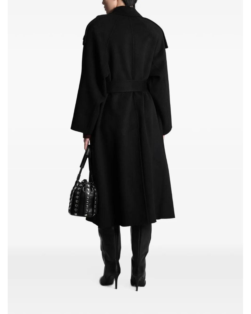 IRO Black Aqualung Belted Button-Up Coat