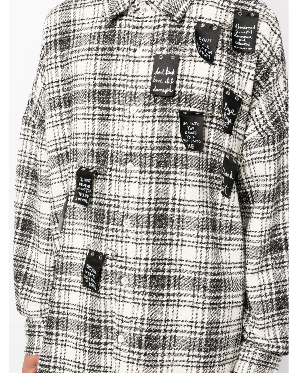 Haculla Gray Safety Plaid-Pattern Tweed Shirt for men