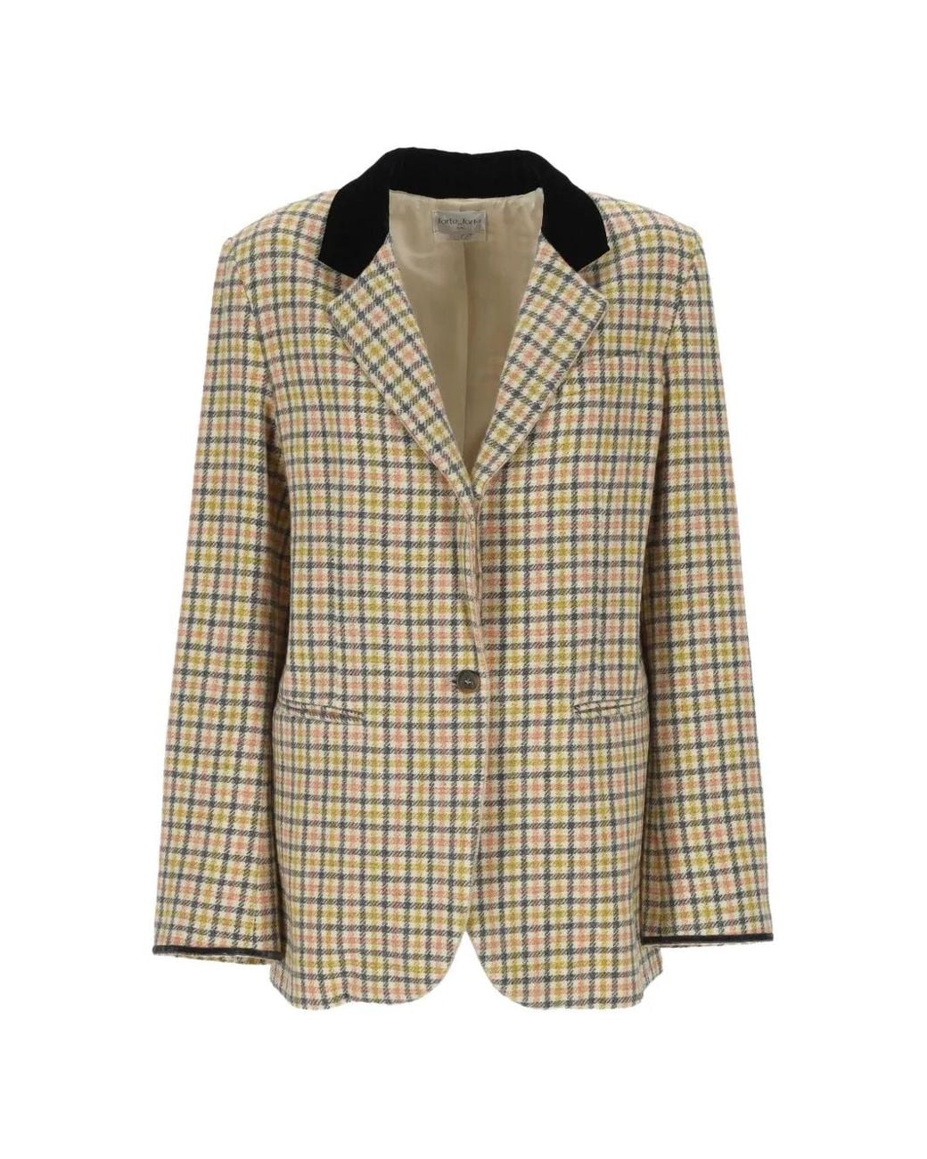 Forte_forte Multicolor Check-Pattern Blazer