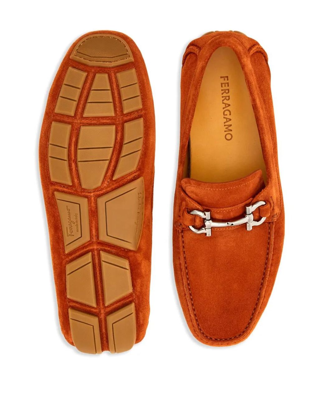 Ferragamo Brown Ferragamo Gancini Suede Driving Shoes for men