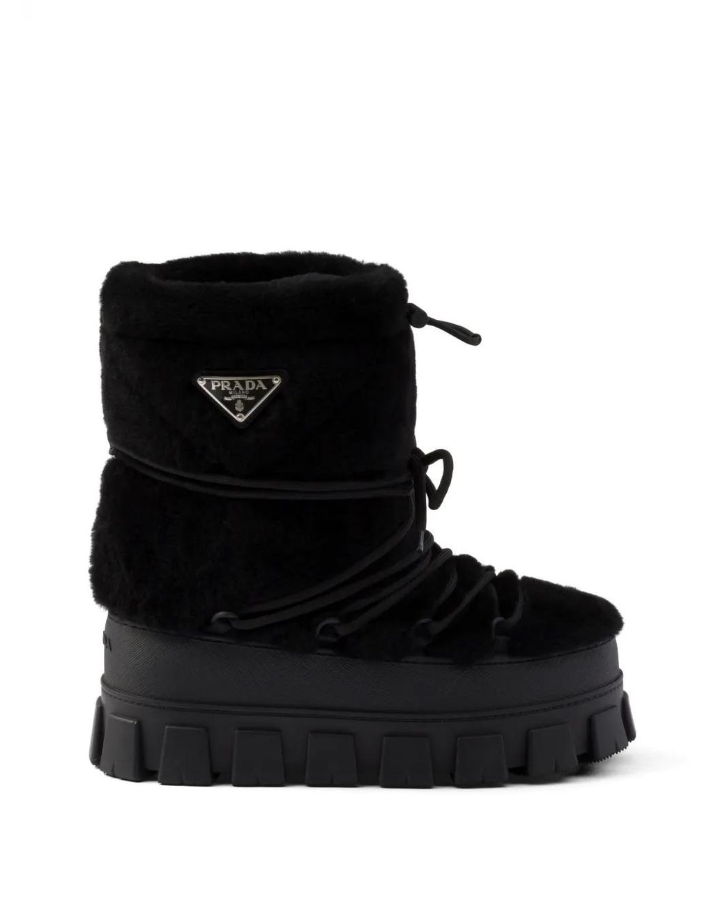 Prada Black Shearling Après Ski Booties