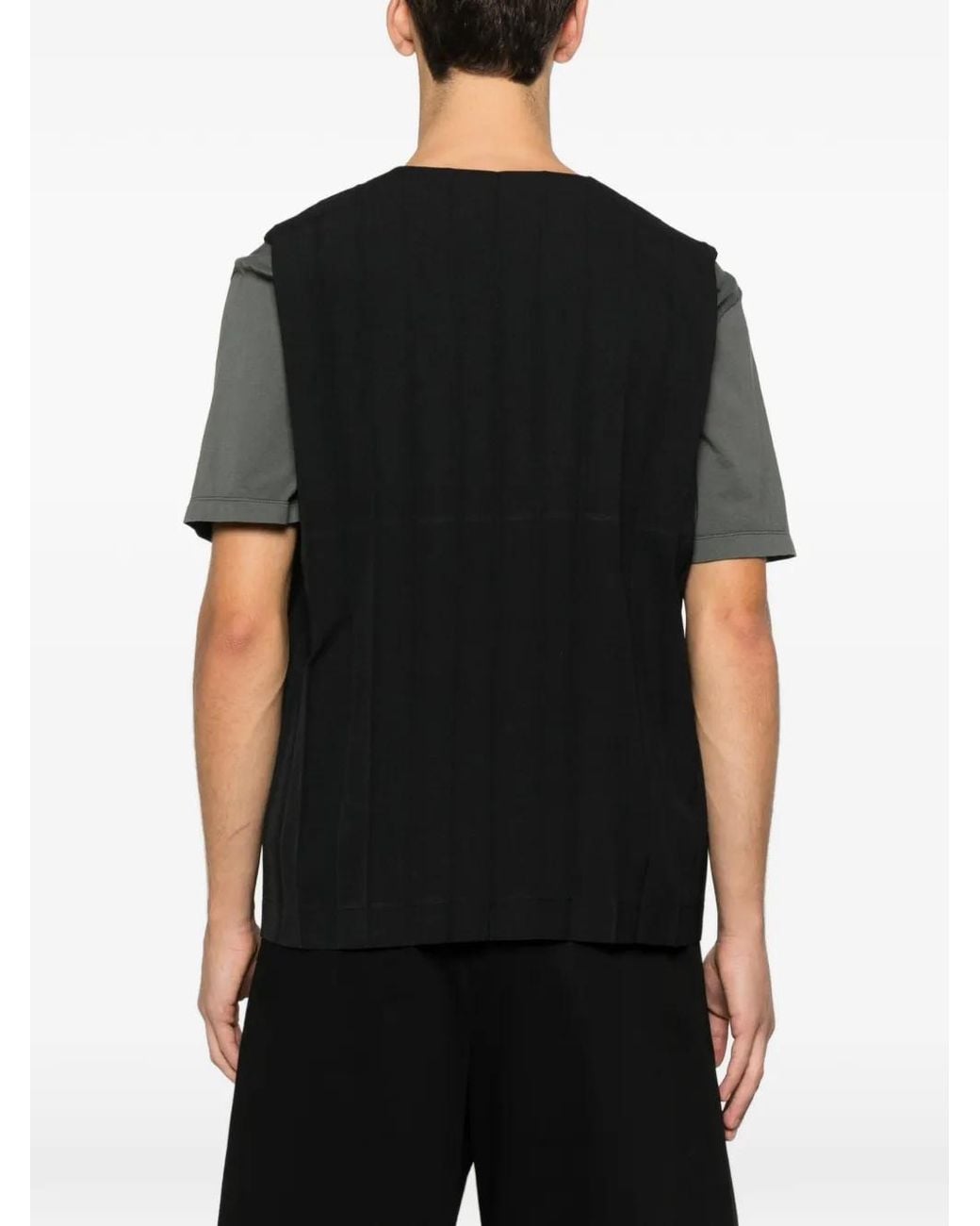 Homme Plissé Issey Miyake Black Edge Ensemble Waistcoat for men