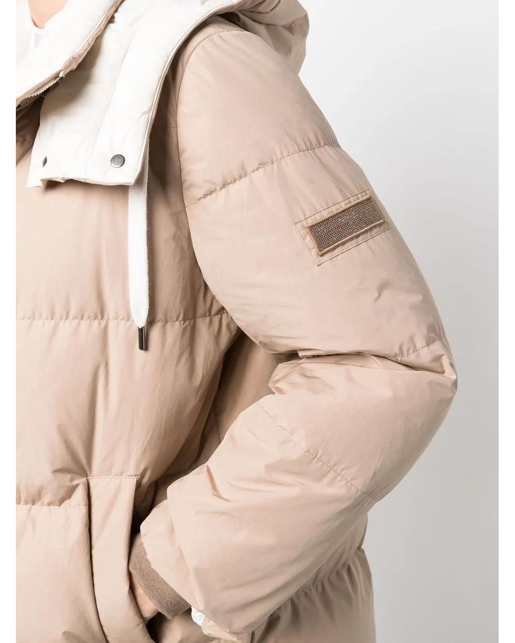 Brunello Cucinelli Natural Quilted Hooded Jacket