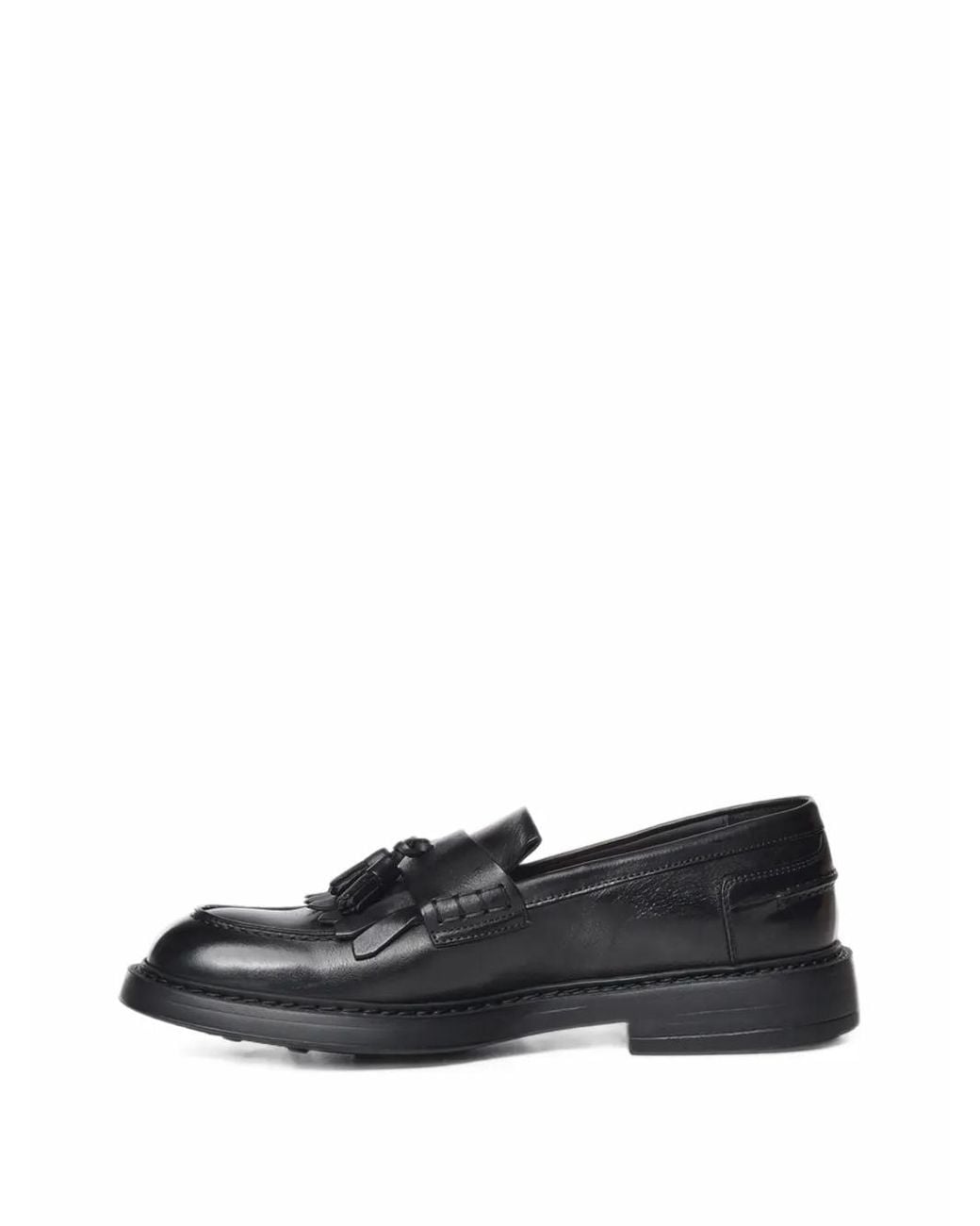 Doucal's Black Tassel Kiltie Loafers for men