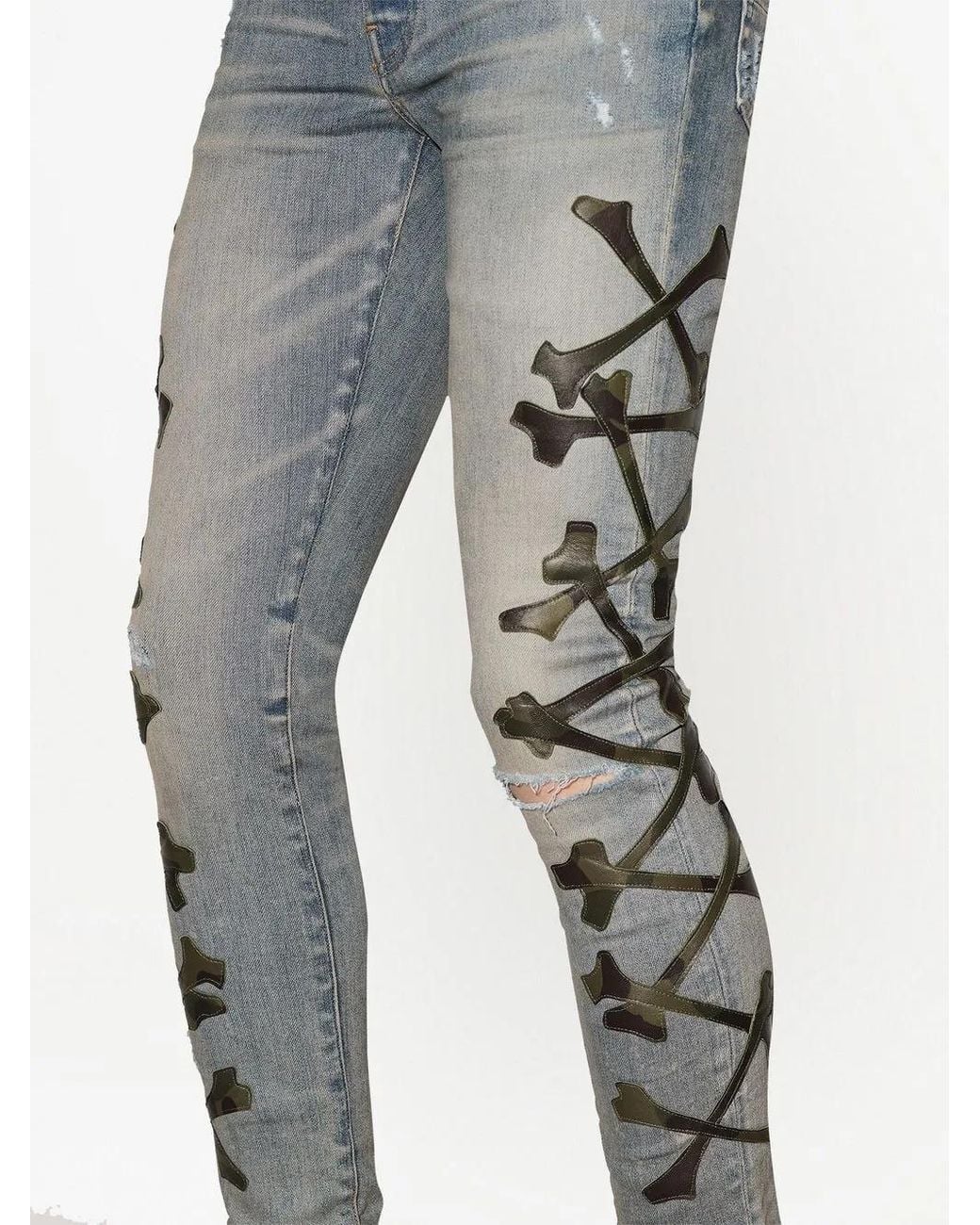 Amiri Blue Camo Bones Skinny Jeans for men