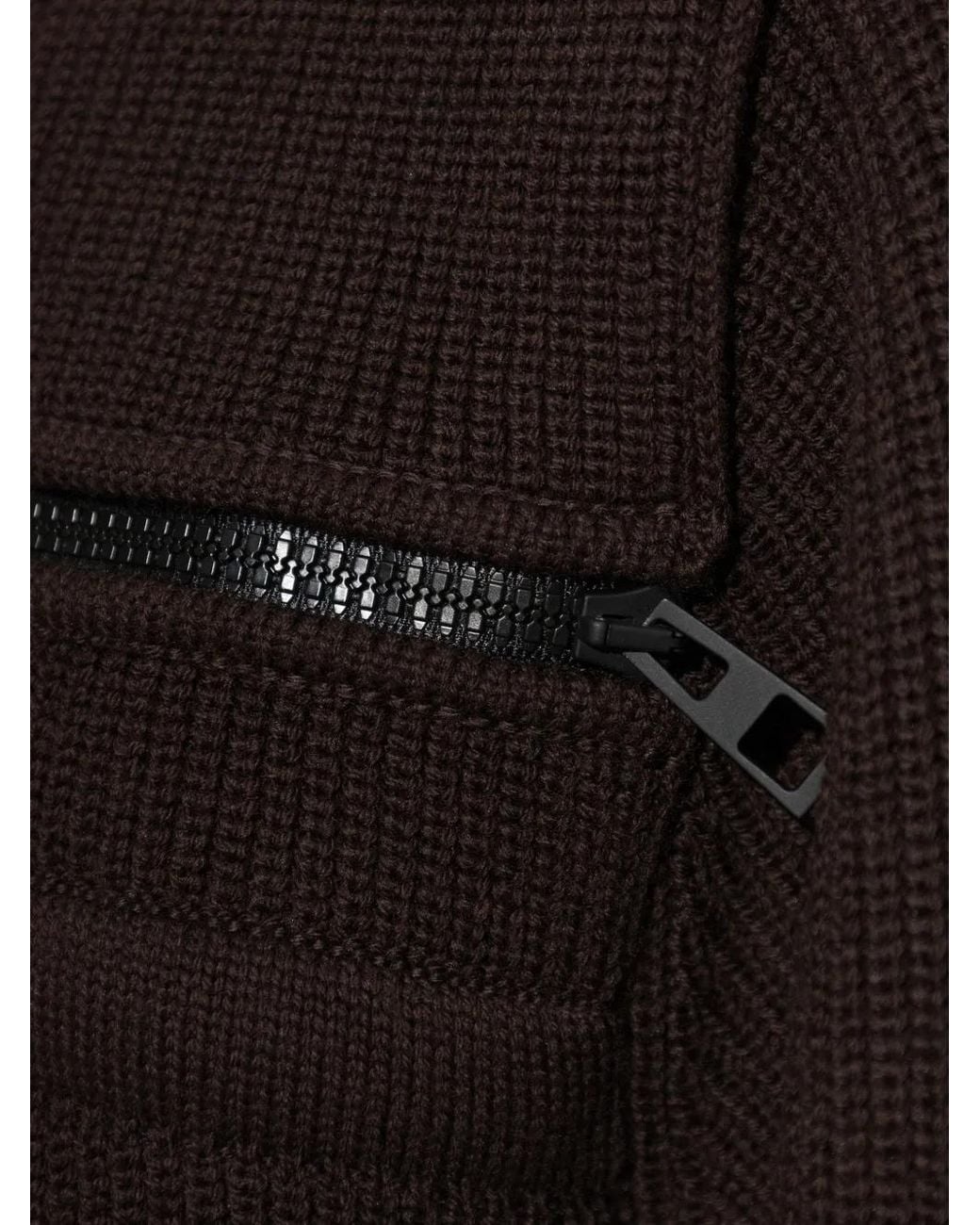 Loewe Black Zip-Detail Ribbed-Knit Sweater for men