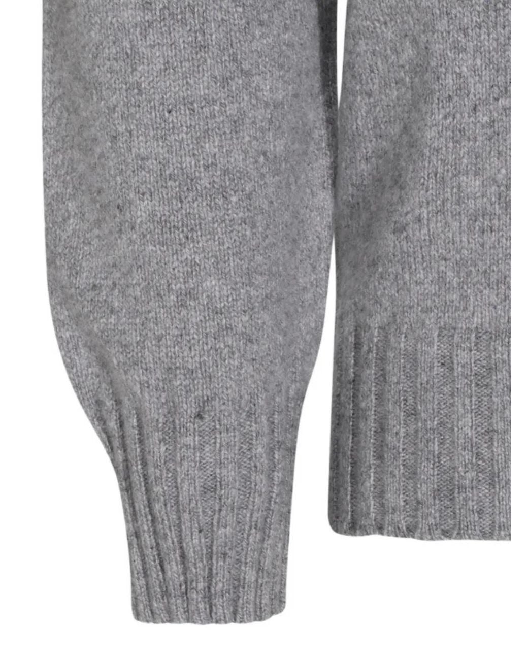 Piacenza Cashmere Gray Ribbed-Knit Roll-Neck Sweater for men