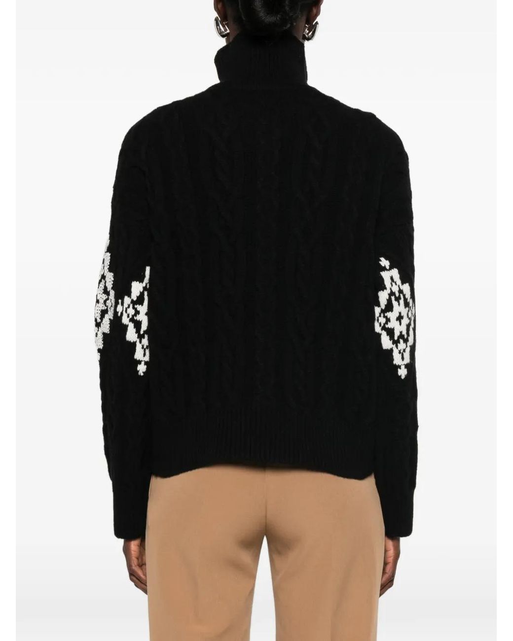 ERMANNO FIRENZE Black Pull En Maille Torsadée À Sequins