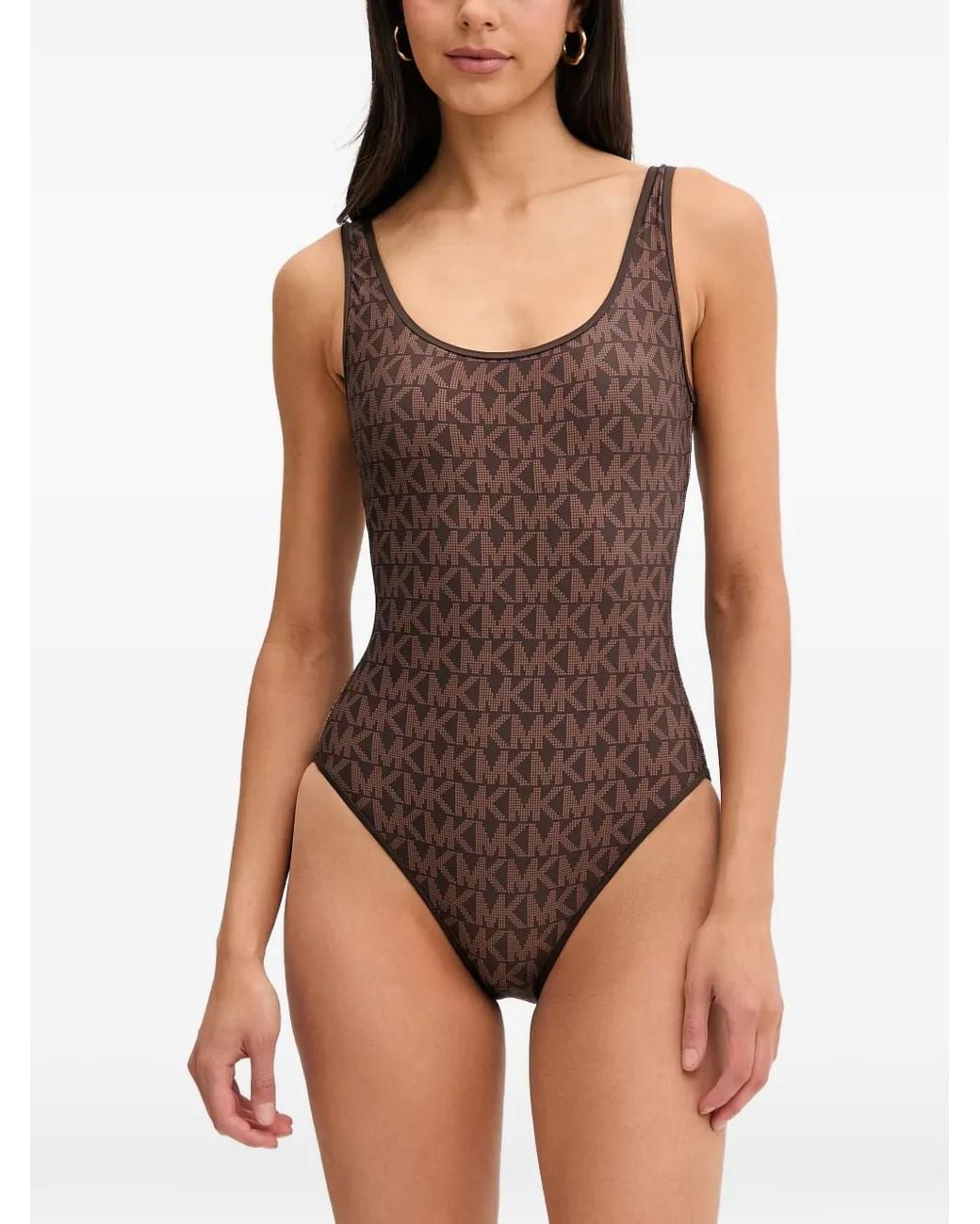 MICHAEL Michael Kors Purple Reversible Logo Scoopneck Swimsuit