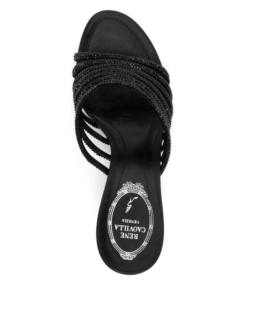 Rene Caovilla Black Crystal-Embellished Sandals