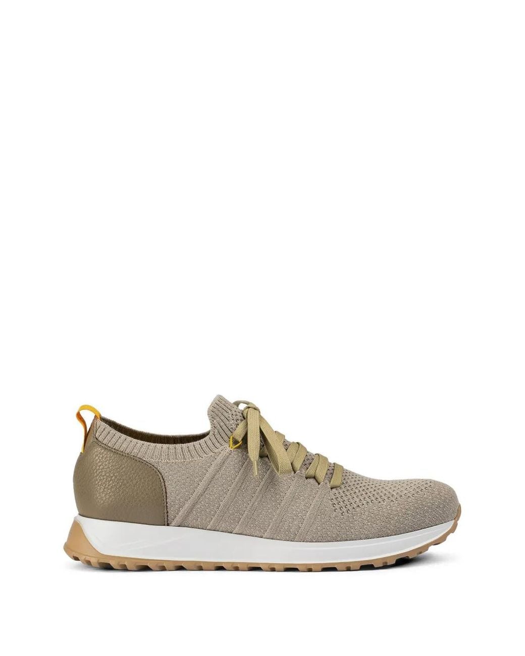 Doucal's White Knitted Leather Sneakers for men