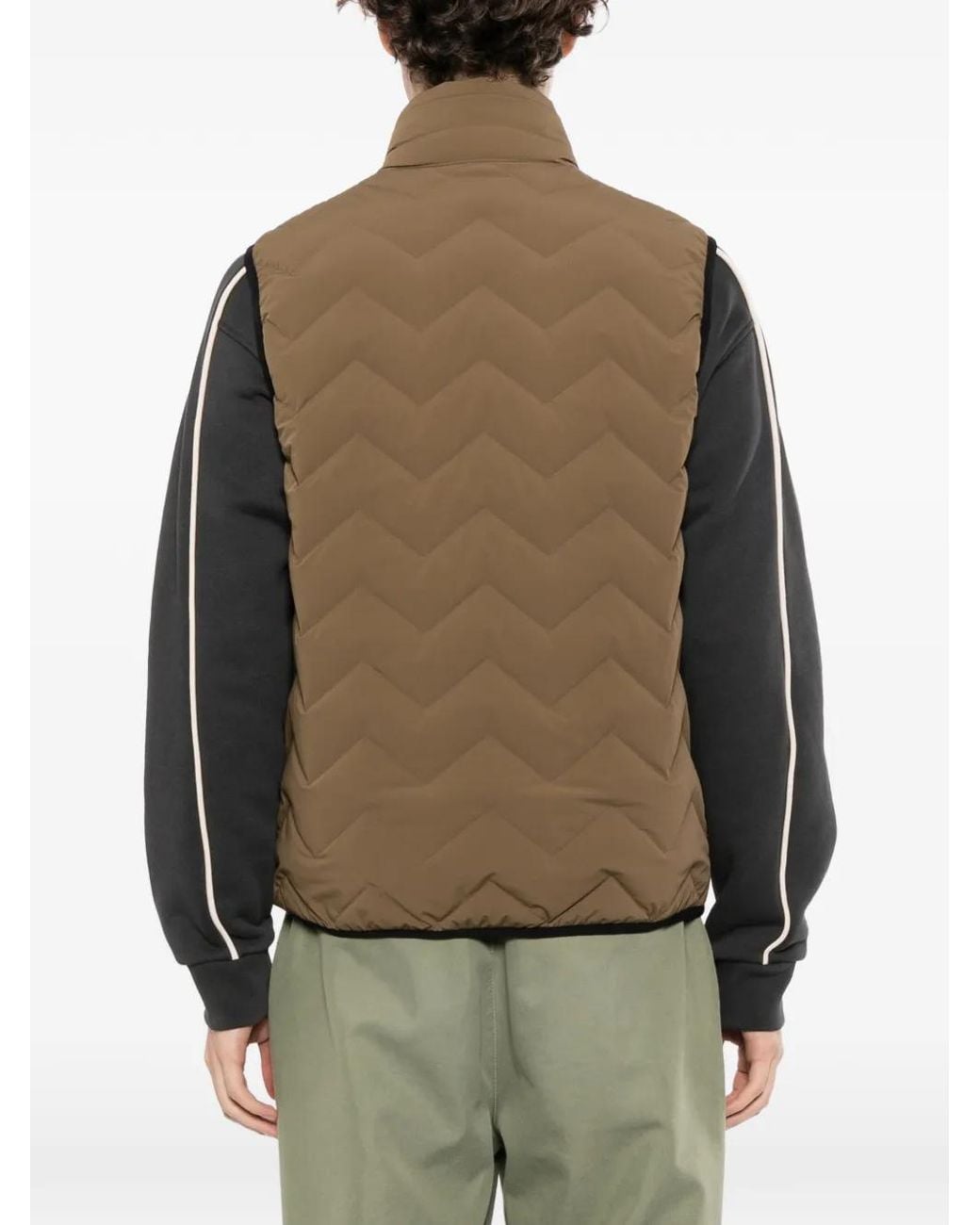 Emporio Armani Brown Chevron Quilt Essential Gilet for men