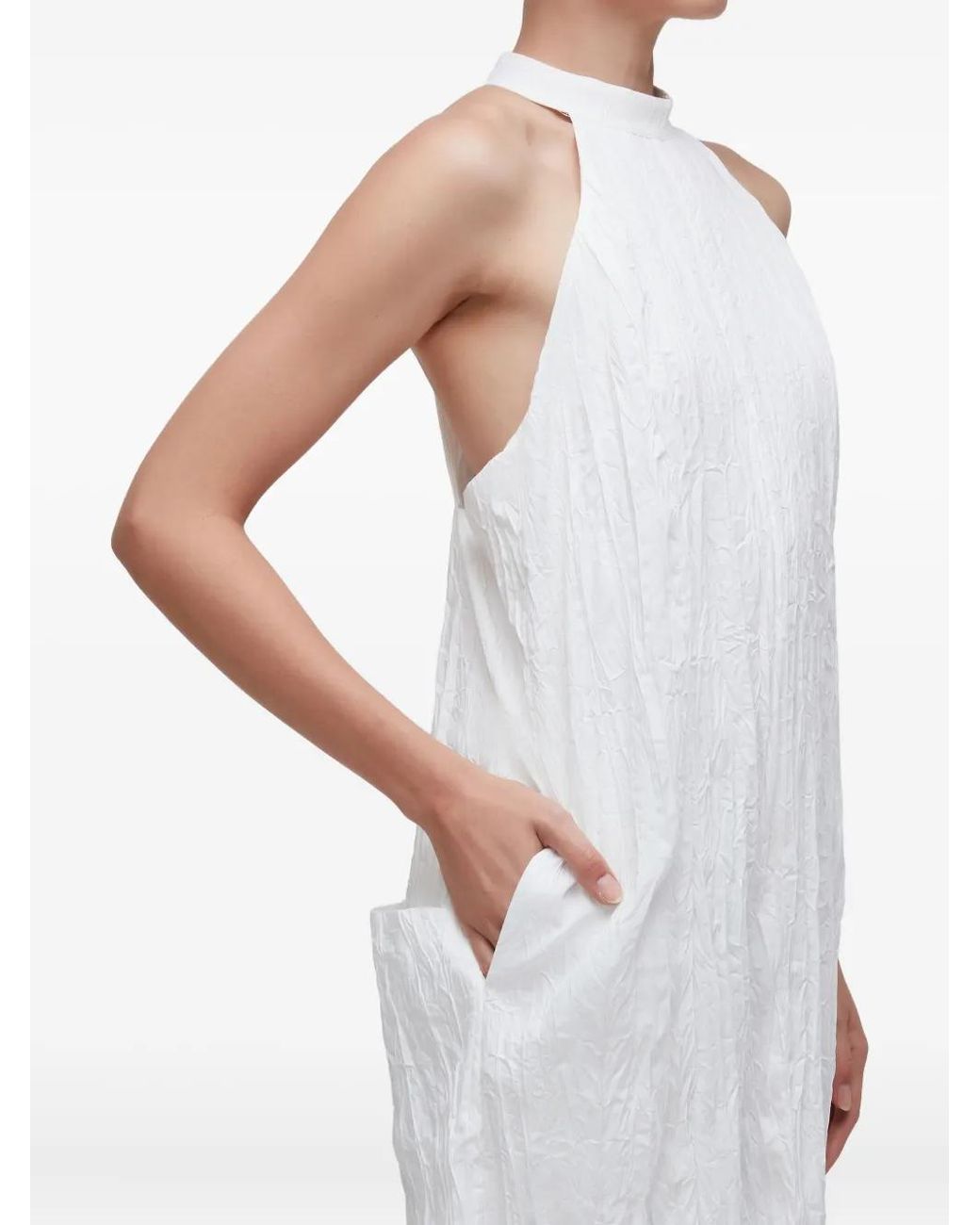 Osklen White Halter-Neck Wrinkle Jumpsuit