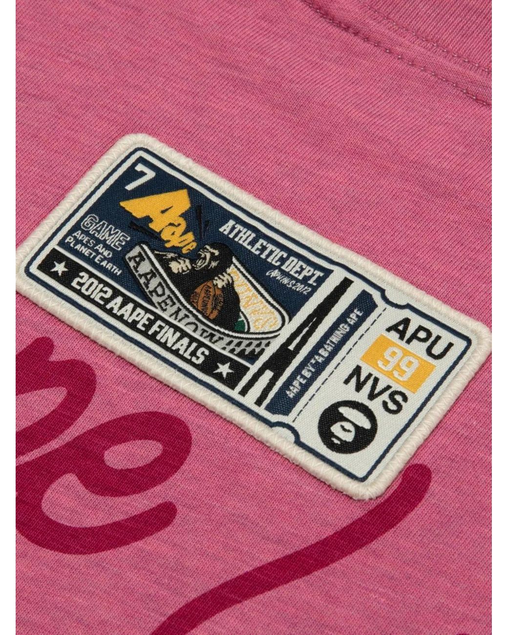 Aape By A Bathing Ape Pink Applique-Patch T-Shirt for men