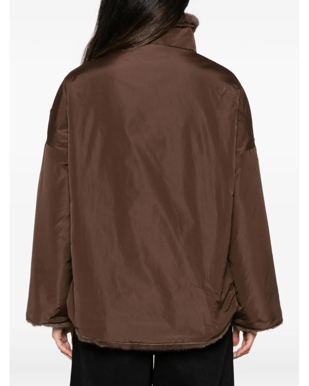 Collection Privée Brown Faux-Fur-Trim Reversible Short Coat