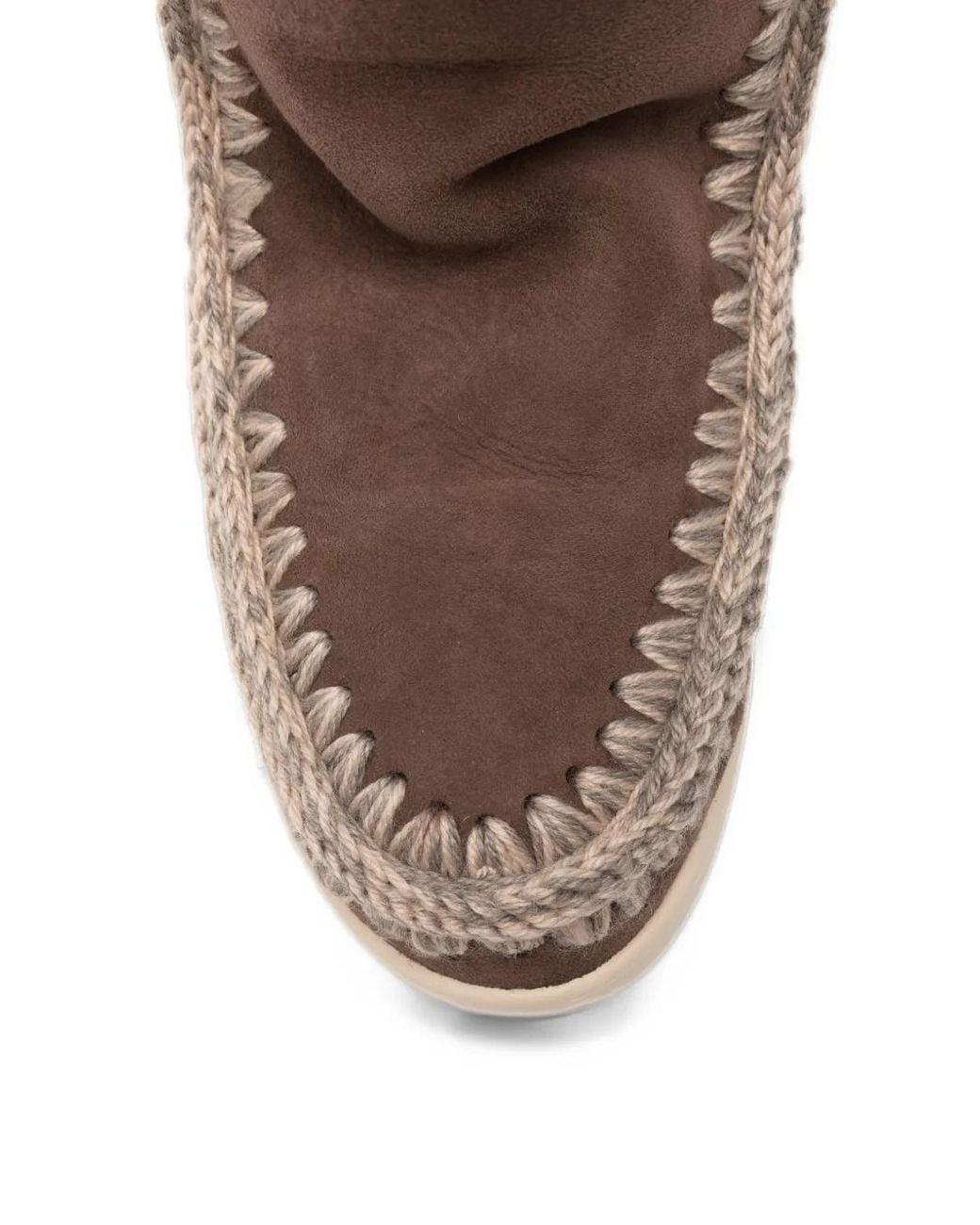 Mou New Inner Wedge Crochet-Trim Suede Boots in Brown | Lyst
