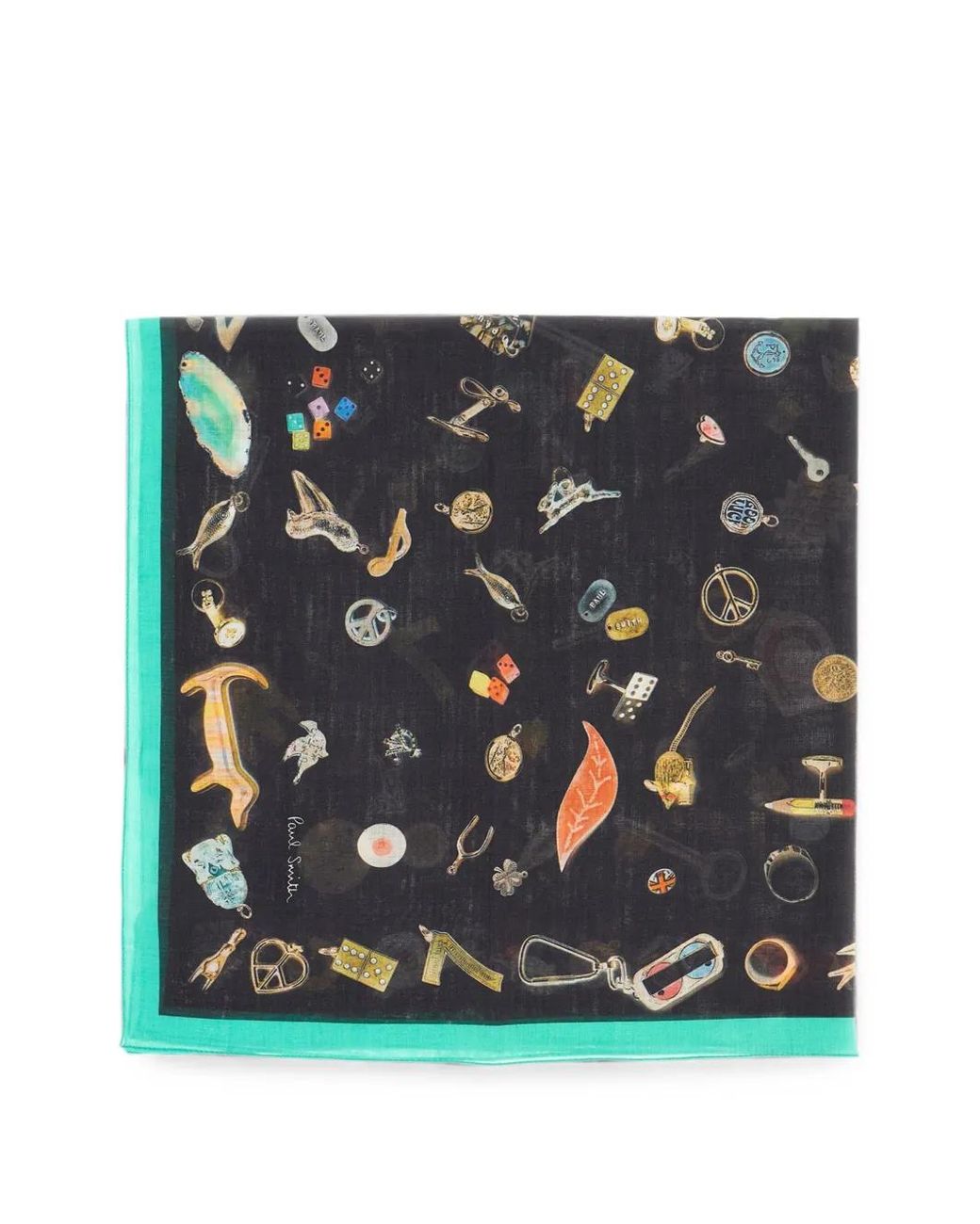 Paul Smith Blue Charm-Print Cotton Scarf for men