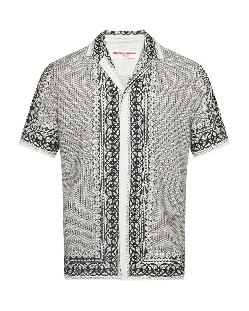 Orlebar Brown Gray Maitan Patterned Linen Shirt for men