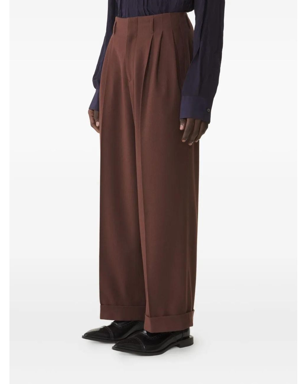 Lanvin Brown Pleated-Front Trousers for men