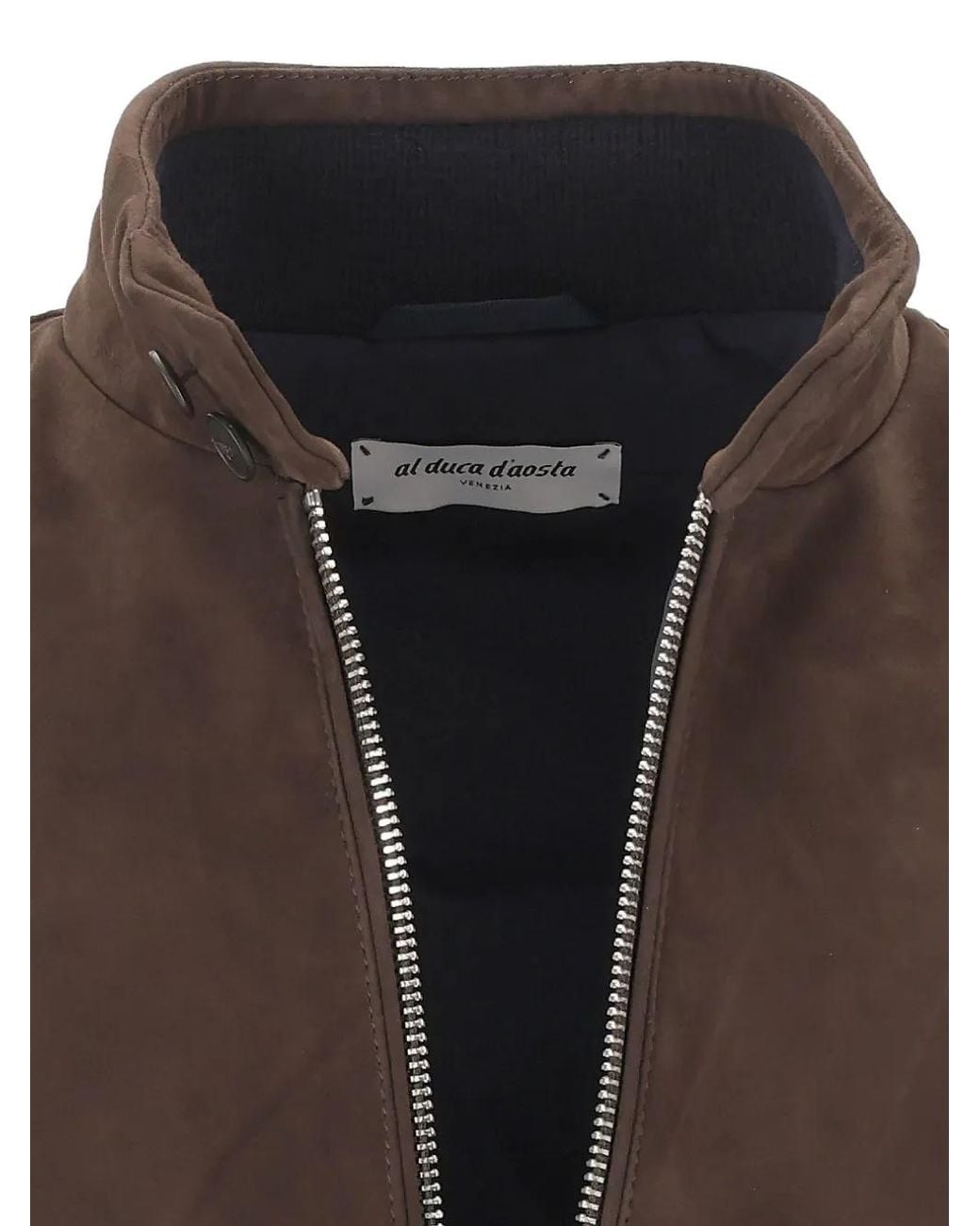 Al Duca D'aosta Brown Zip-Up Suede Jacket for men