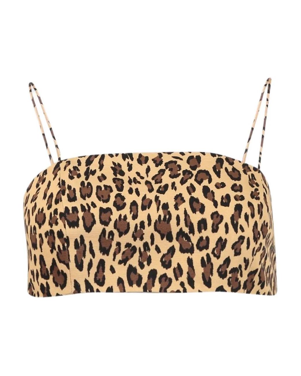 Adam Lippes Natural Leopard-Print Bandeau Top
