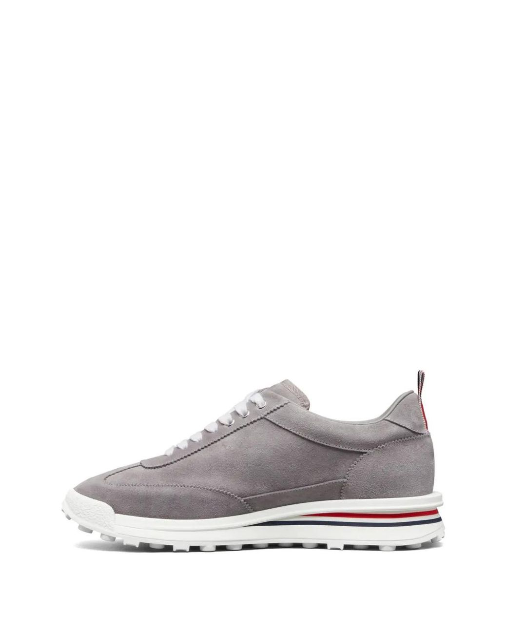 Thom Browne White Calf Suede Tech Runner Sneakers for men