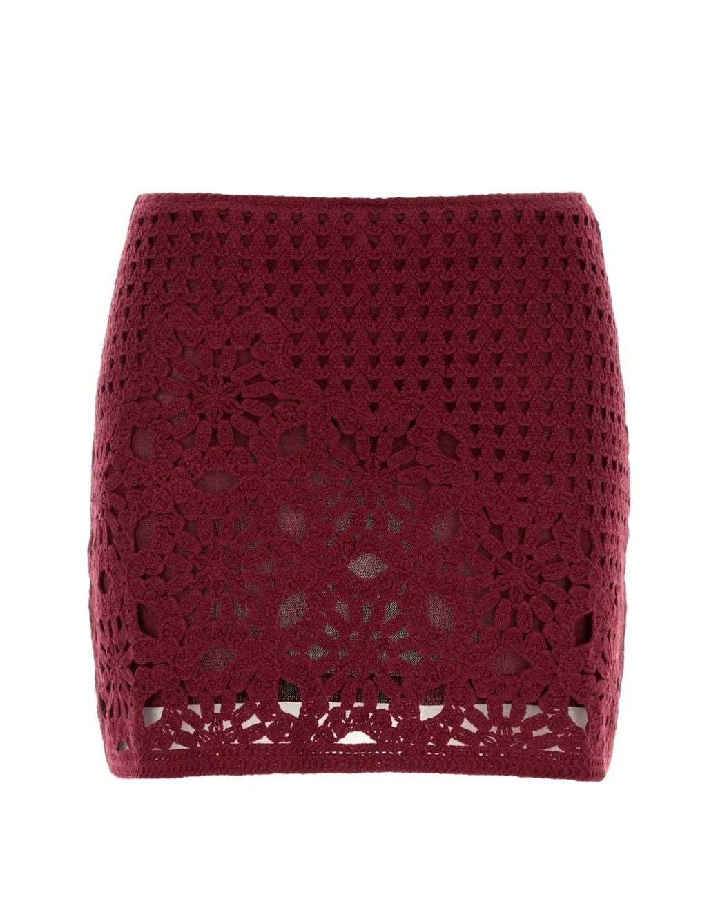 FRAME Red Postcard Crochet-Knit Mini Skirt