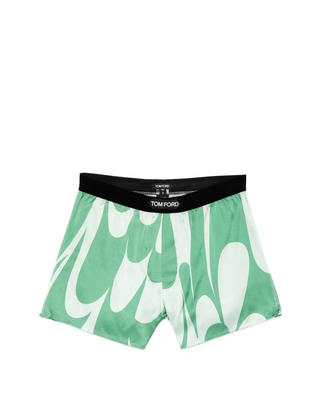 Tom Ford Green Abstract-Print Logo-Patch Boxer Shorts for men