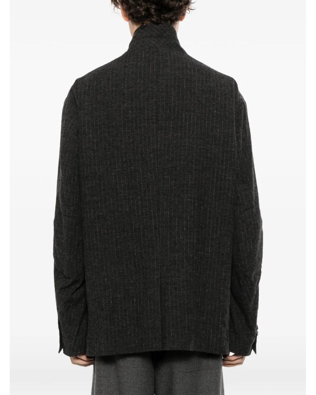 CALMLENCE Black Striped Welt-Pocket Blazer for men