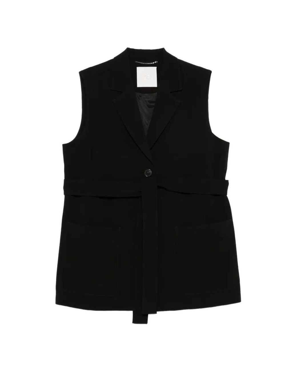 Marina Rinaldi Black Gilet Sans Manches Mrnanta À Taille Ceinturée