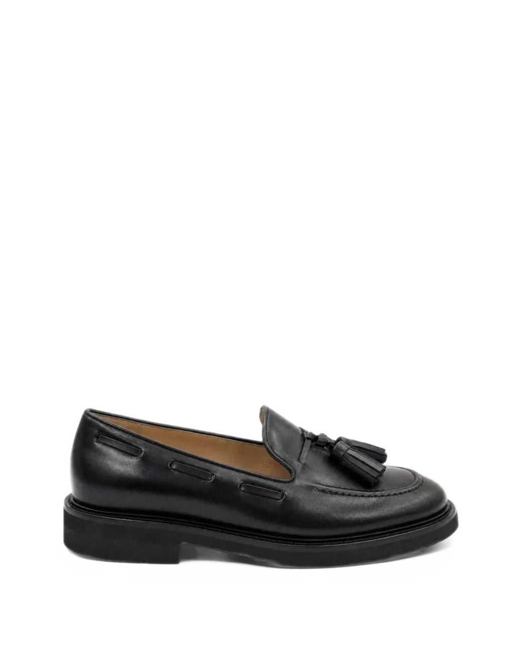 Anna F. Black Tassel-Detail Leather Loafers