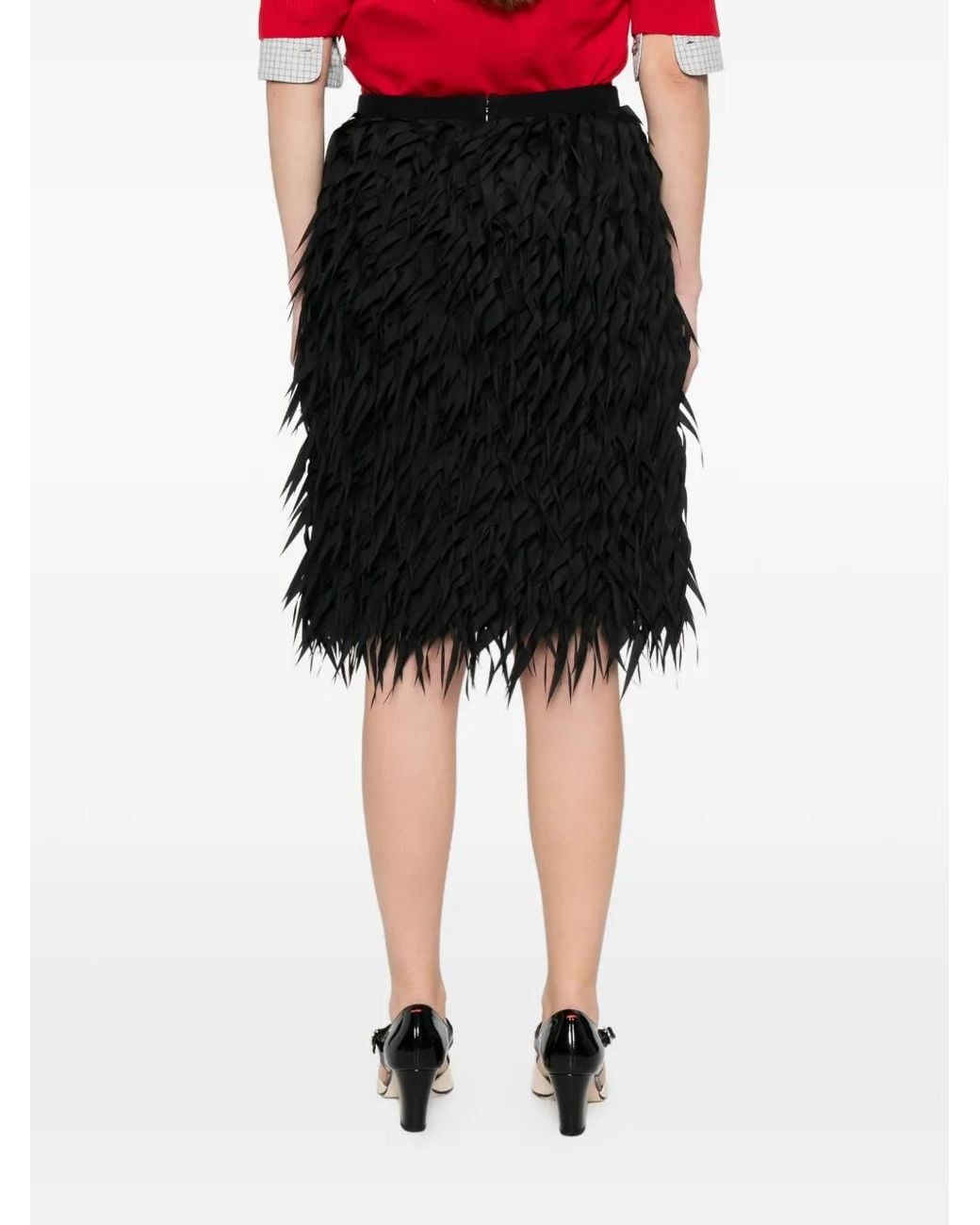 N°21 Black Fringe-Embellished Midi Skirt