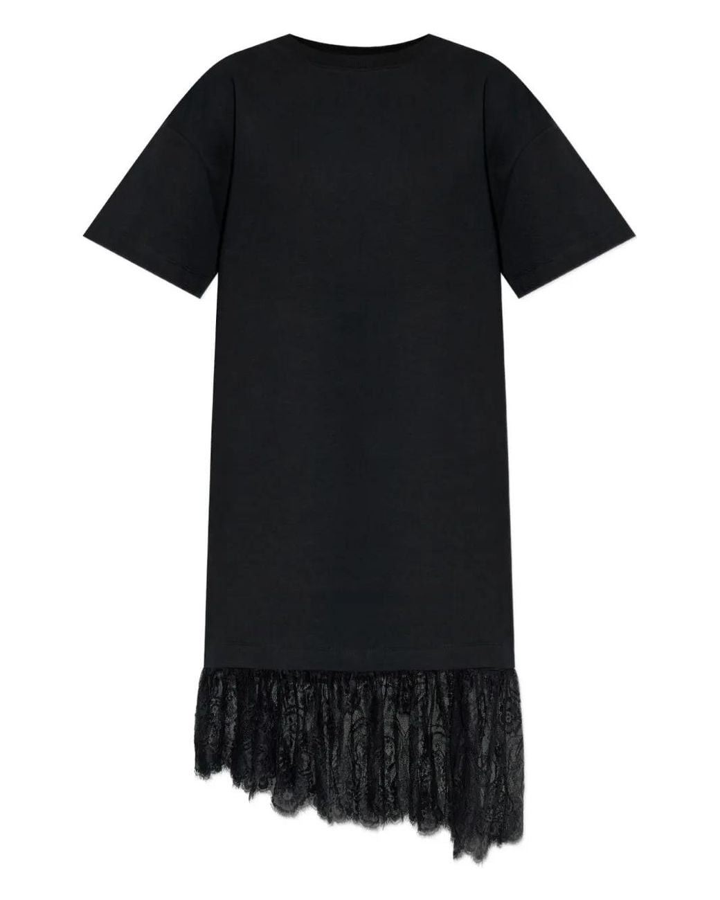 Munthe Black Rose Lace-Trim T-Shirt Dress