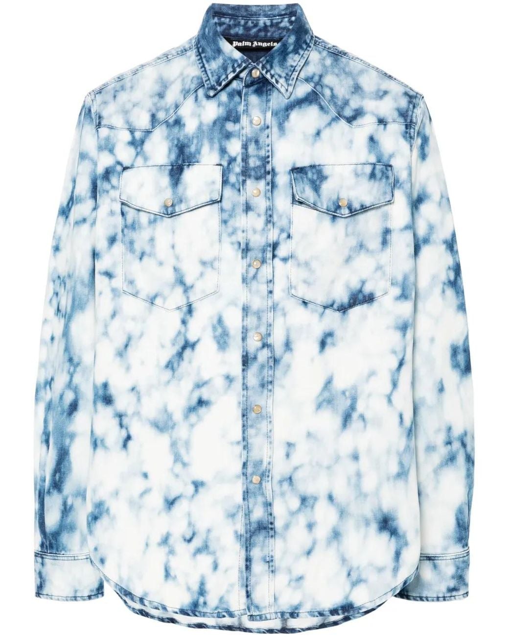 Palm Angels Blue Summer Denim Shirt for men