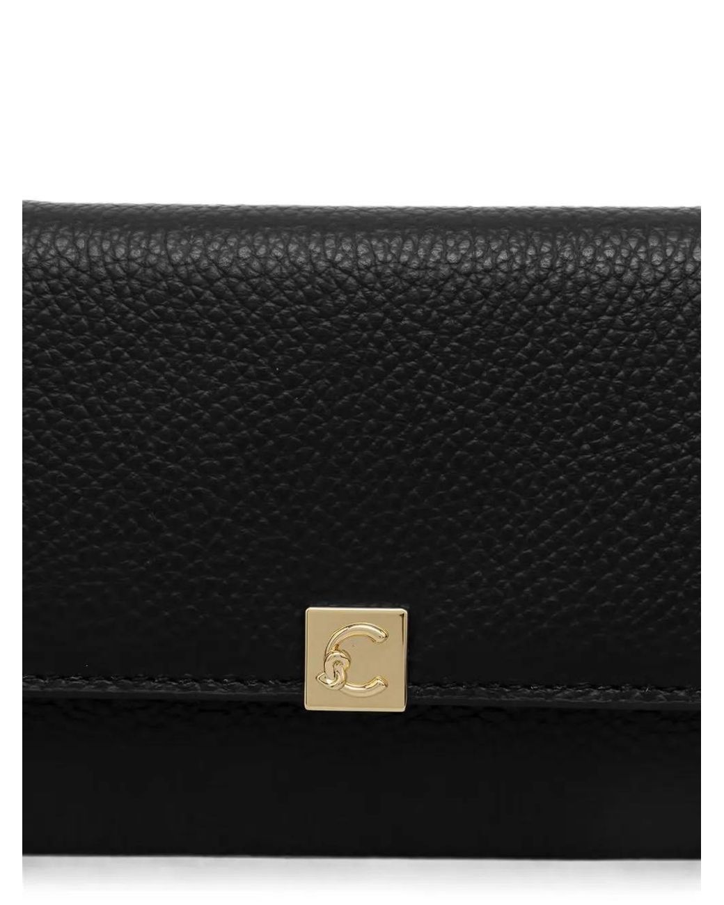 Coccinelle Black Grained-Leather Chain-Link Wallet