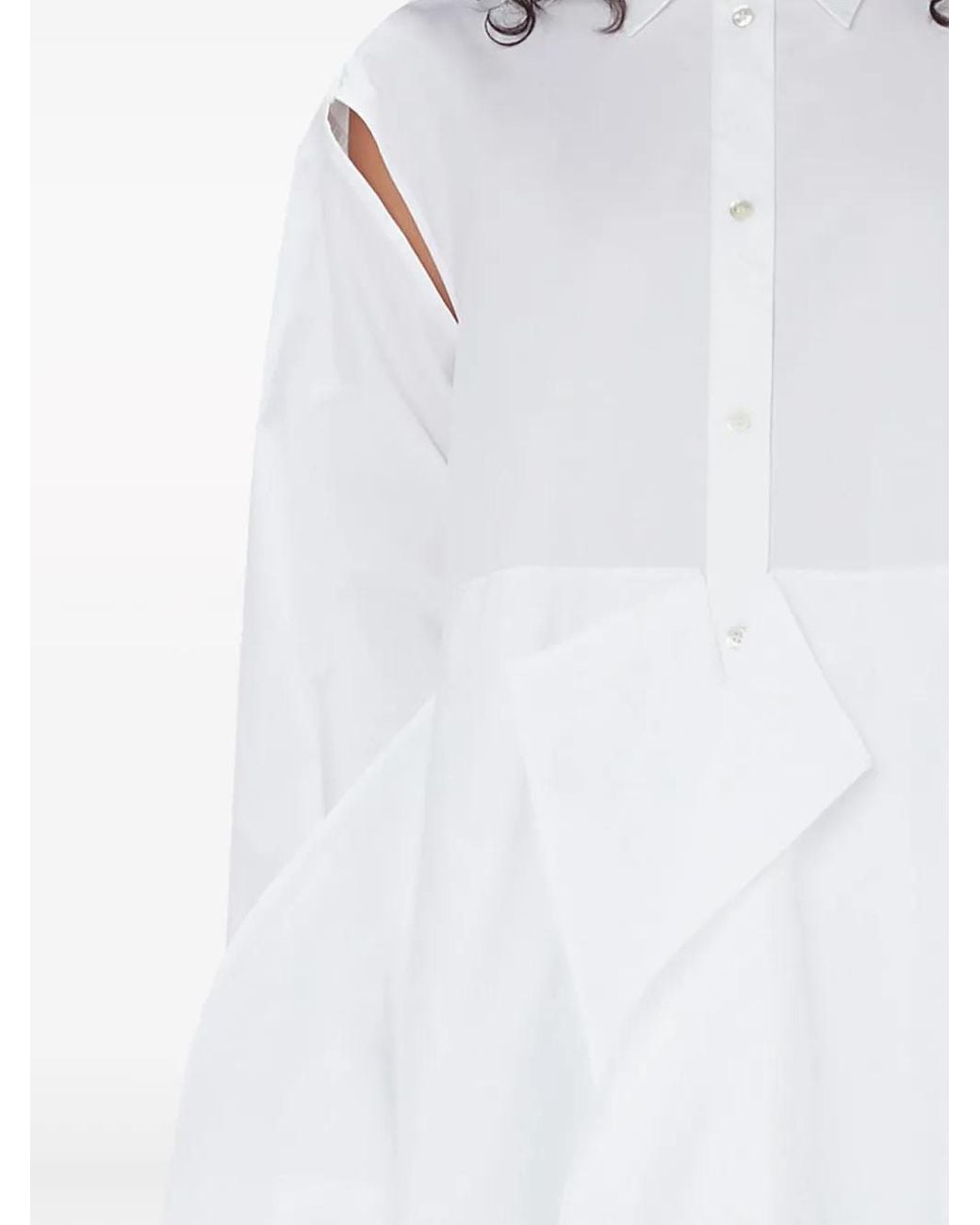 J.W. Anderson White Cotton Poplin Peplum Drape Shirt