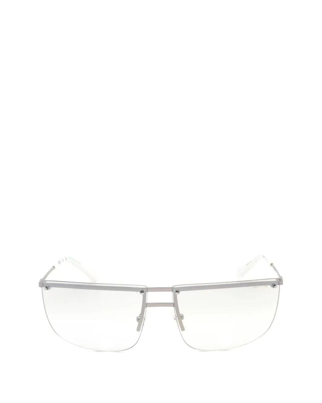 Guess White Rectangle-Frame Metal Sunglasses for men