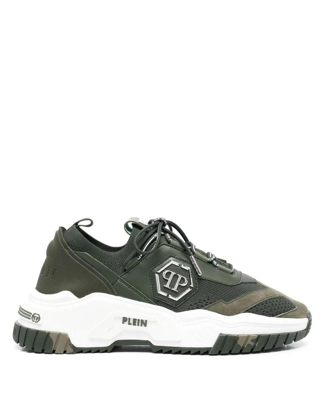 Philipp Plein Green Hexagon Low-Top Sneakers
