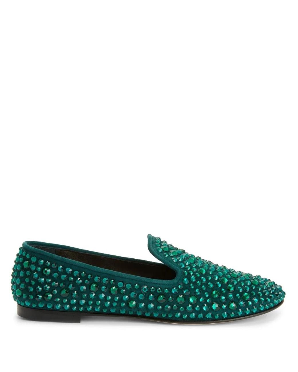 Giuseppe Zanotti Green Evangeline Crystal-Embellished Loafers