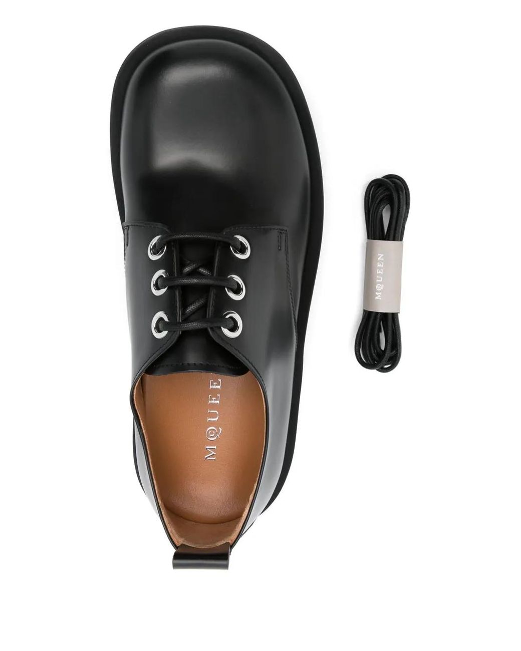 McQueen Black Skull-Embossed Derby Shoes for men