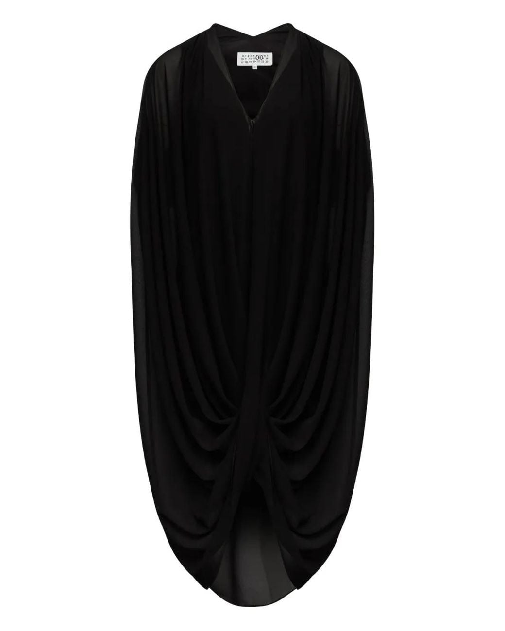 MM6 by Maison Margiela Black Draped Mdi Dress