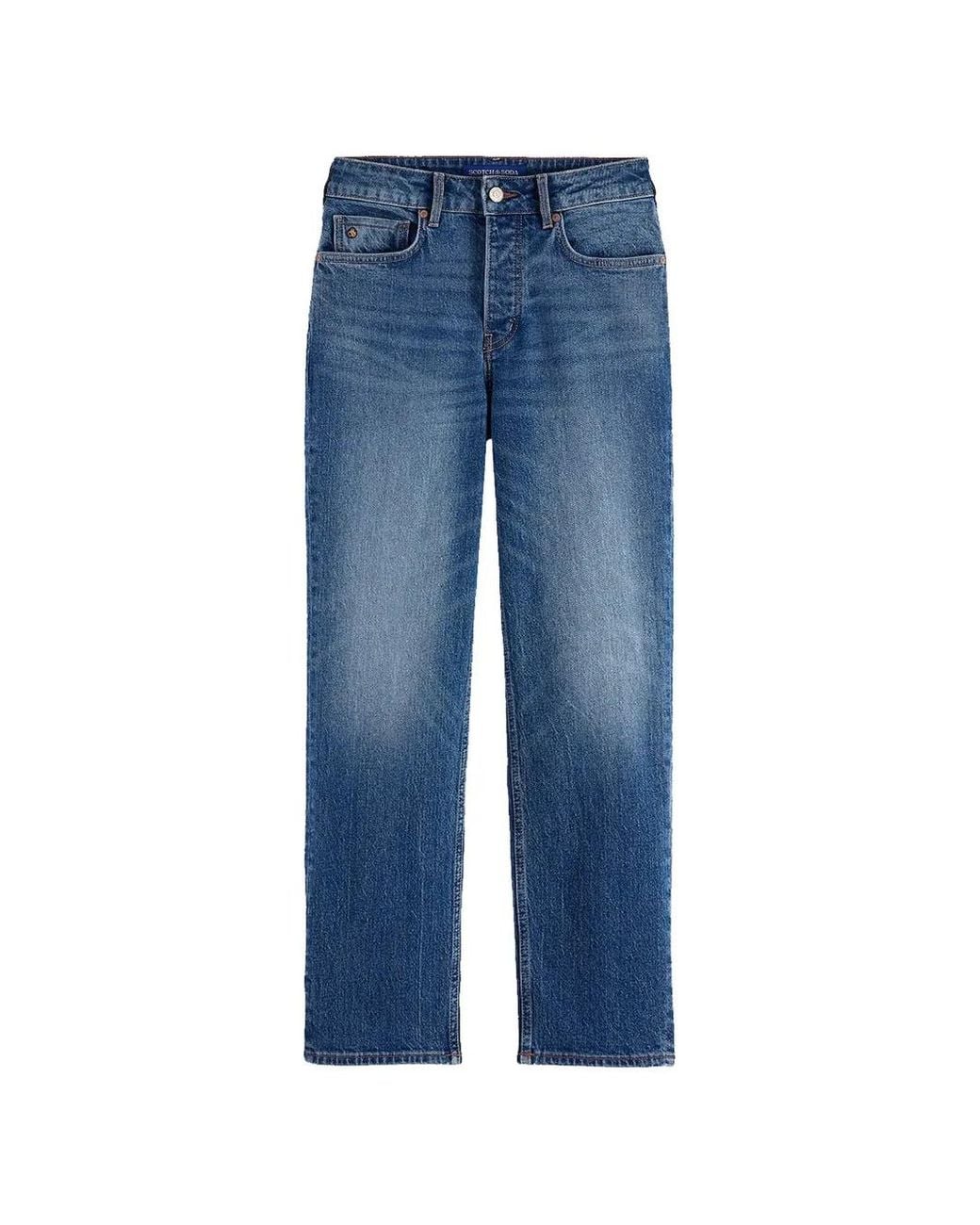 Scotch & Soda Blue Faded Straight-Leg Jeans
