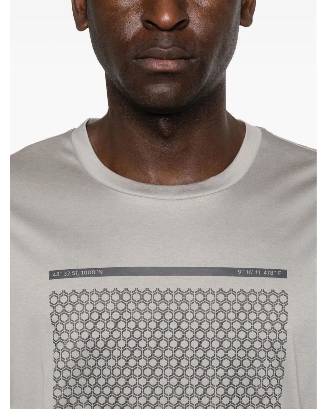 Boss Gray Geometric-Print T-Shirt for men