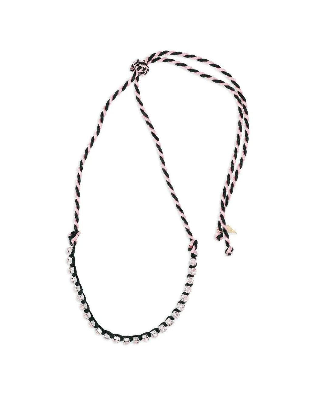 Forte_forte Black Braided Crystal-Embellished Necklace