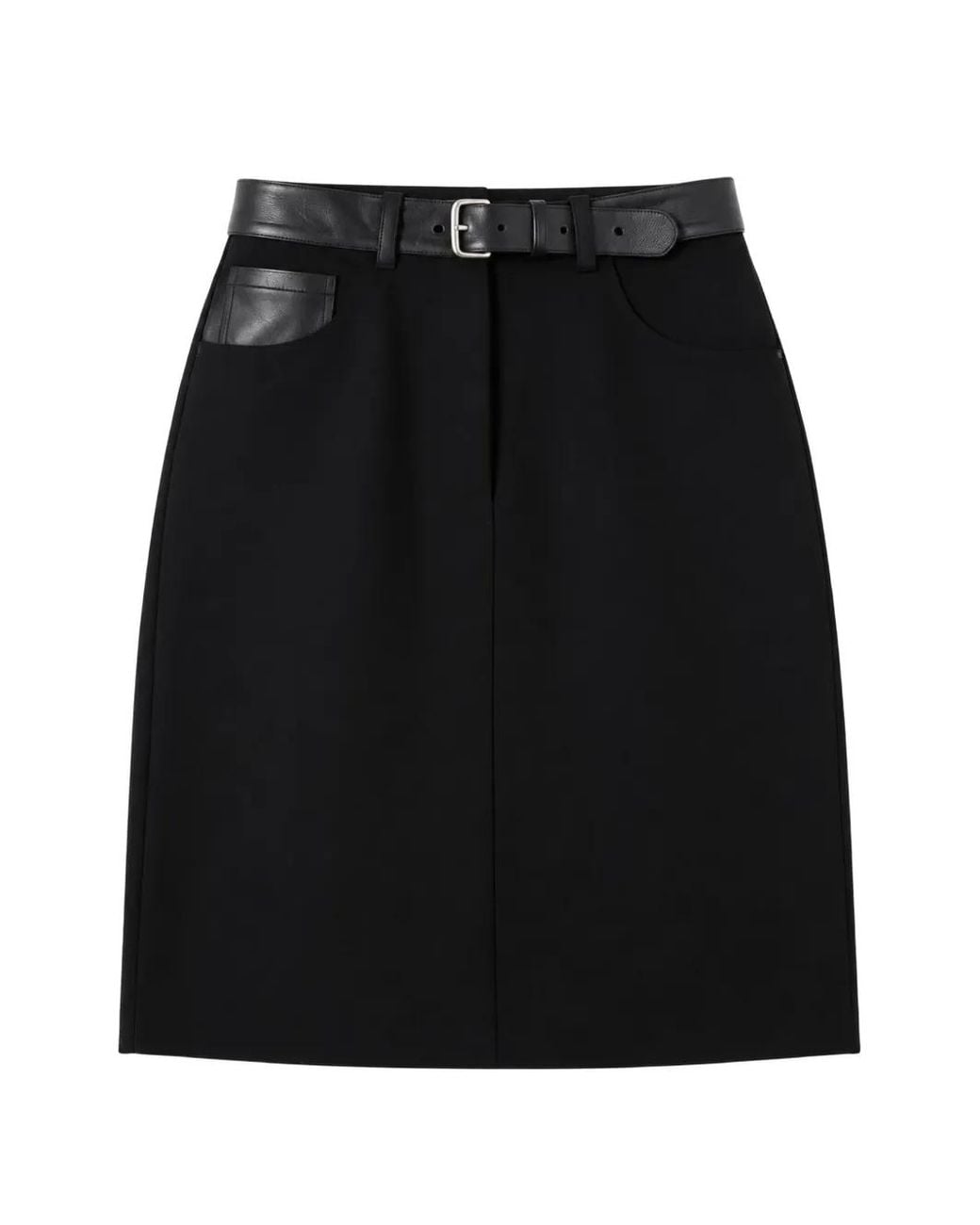 Max Mara Black Belted Leather-Trim Mini Skirt