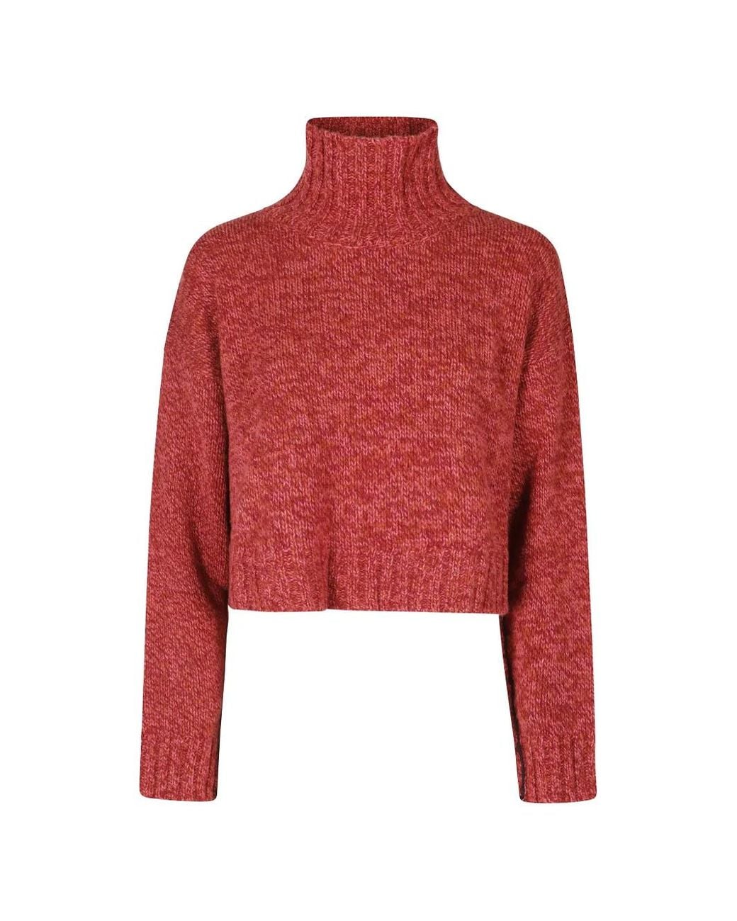 Roberto Collina Red High-Neck Chunky-Knit Sweater