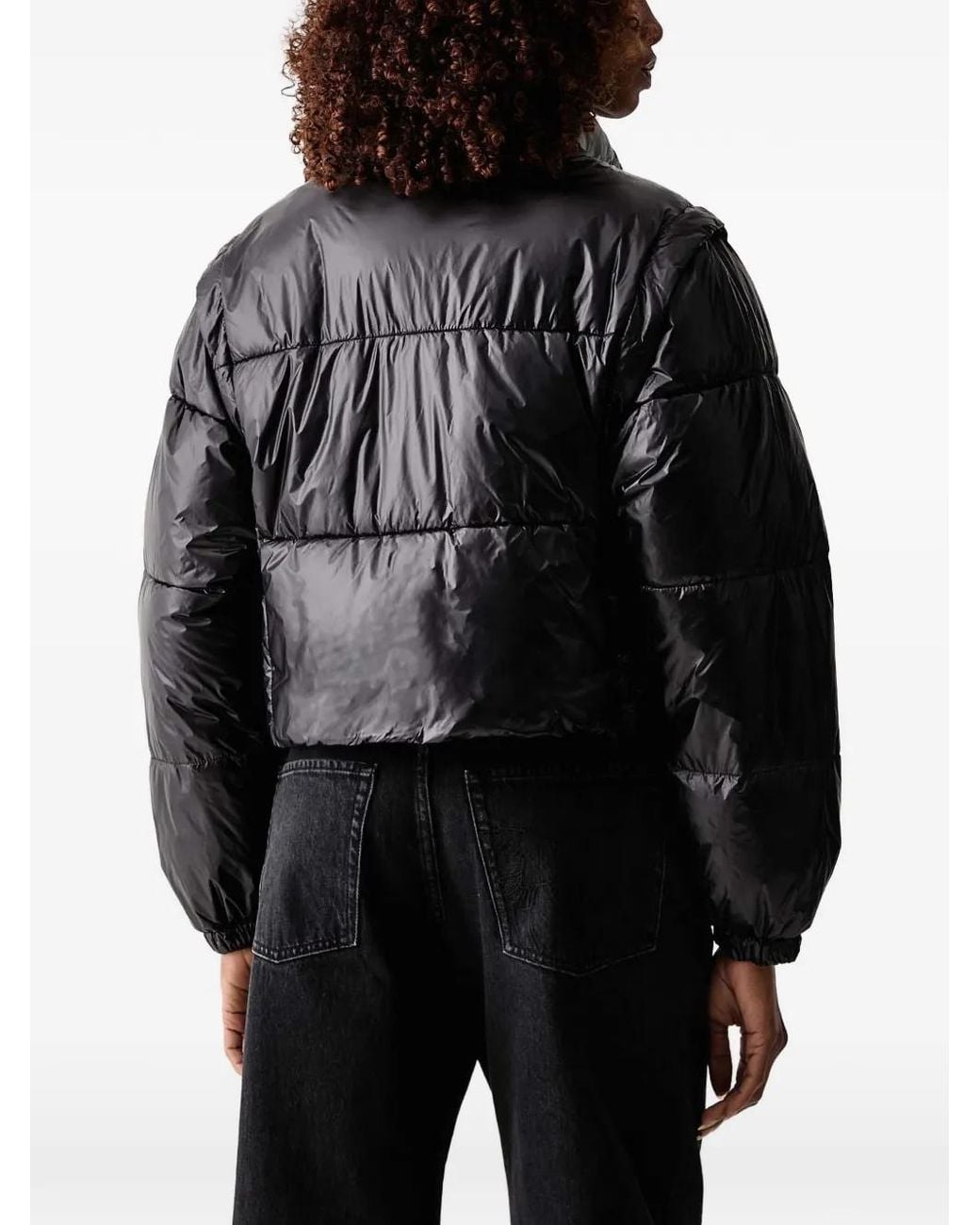 Silvian Heach Black Quilted Detachable-Sleeve Jacket
