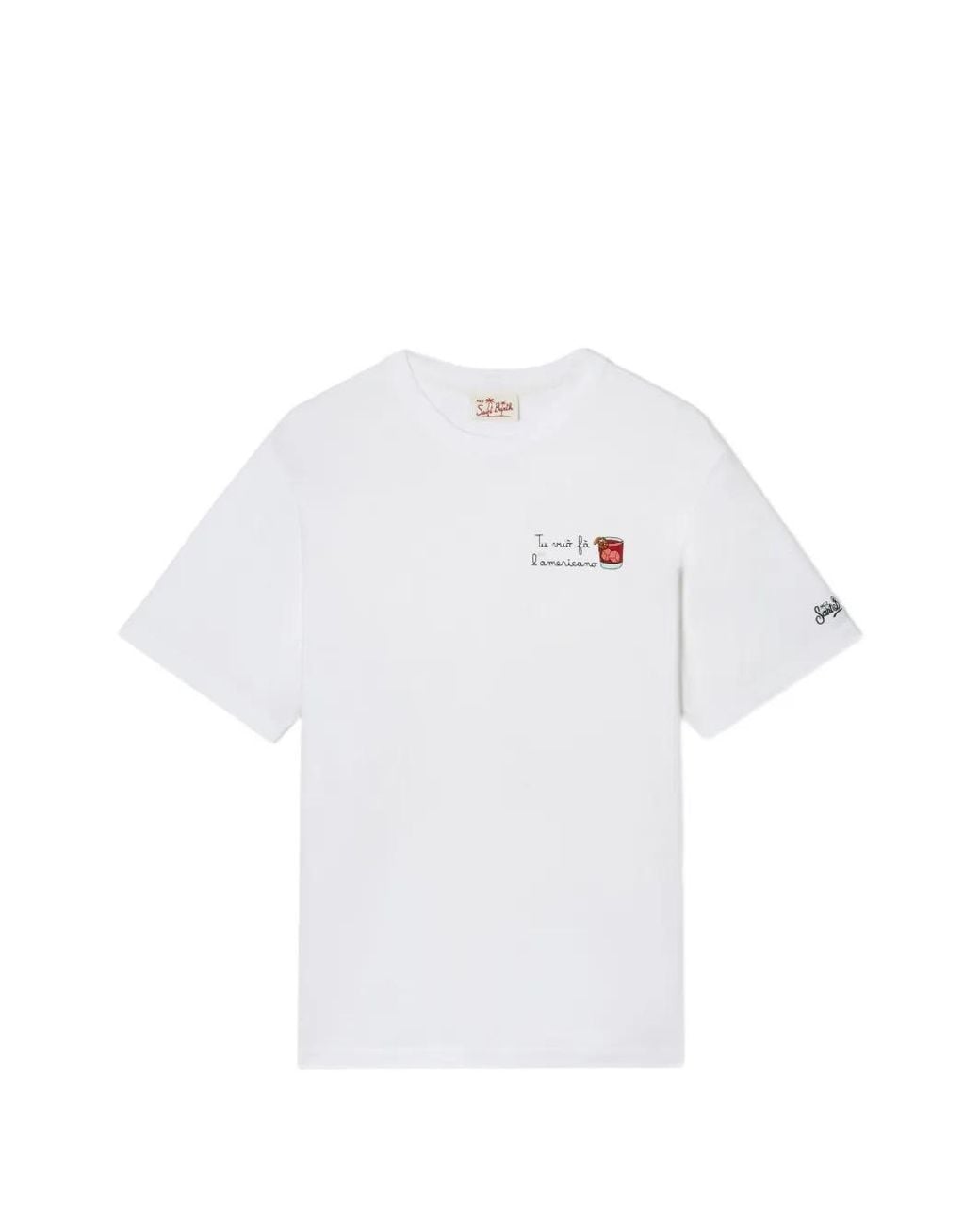 Mc2 Saint Barth White Portofino T-Shirt With Tu Vuò Fà L'Americano Embroidery for men