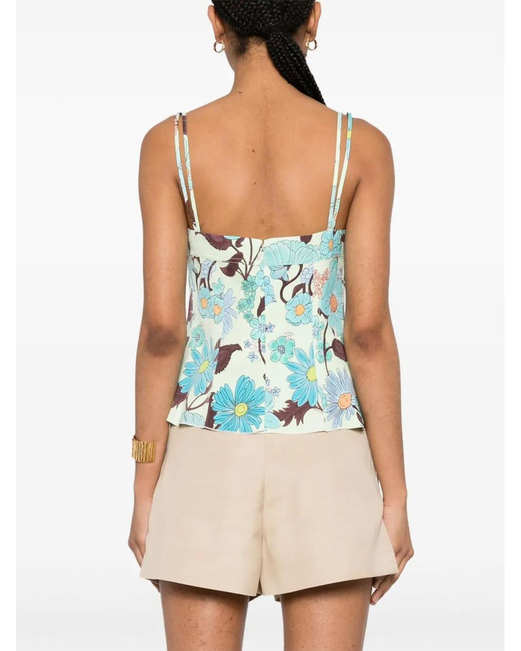 Stella McCartney Blue Floral-Print Peplum Top