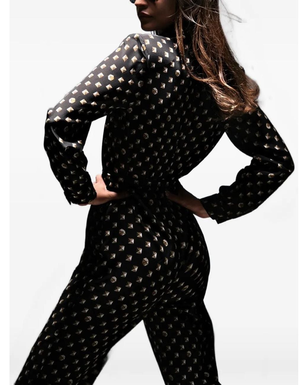 Tessitura Body Couture Black Golden Hour Crystal-Embellished Jumpsuit